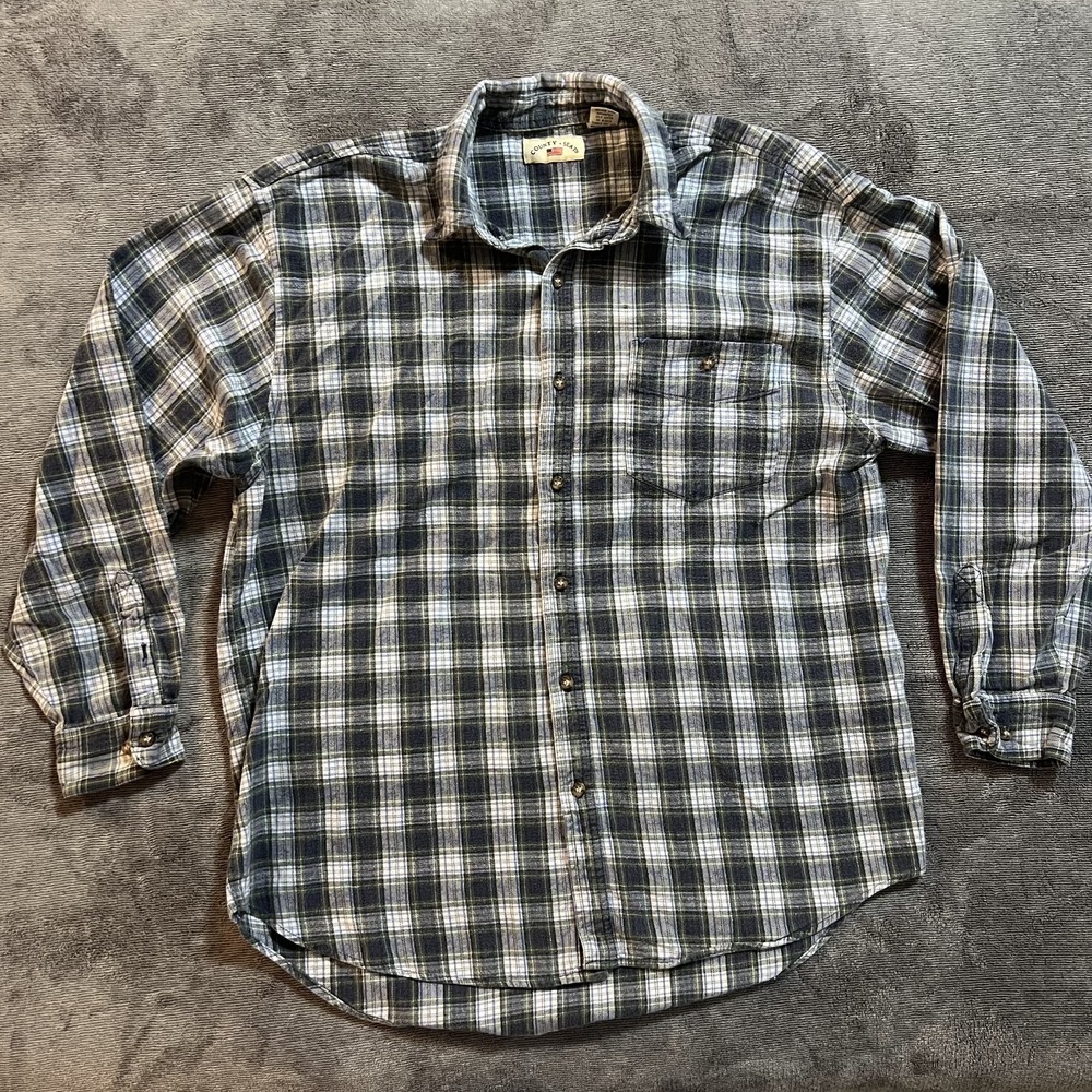 Vtg 90s County Seat Flannel Shirt Men's XL 100% Cotton Y2K Grunge Heritage Plaid
